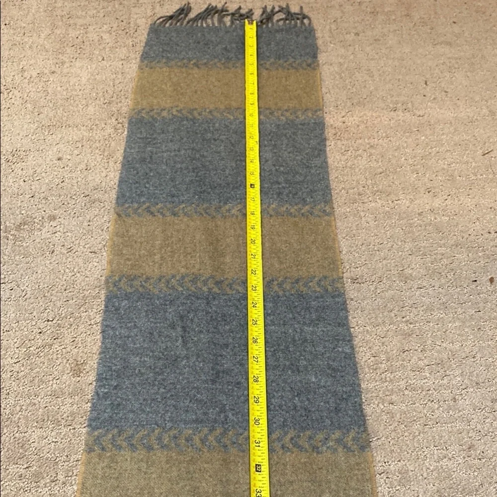 Wool Scarf Gray & Tan Fall Winter Cozy Cabana Stripe Lamb’s Wool Collegiate